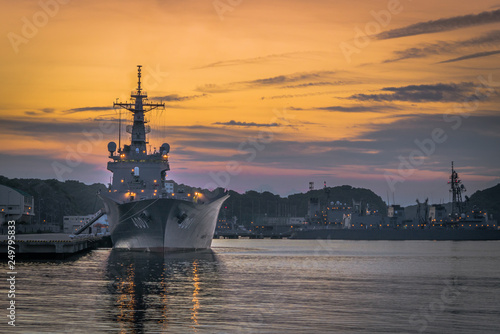 Wallpaper Mural Naval warships at sunset
