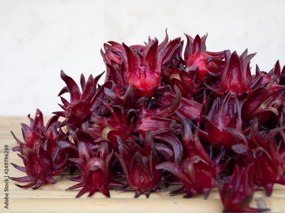 roselle  fresh fruit on nature ground