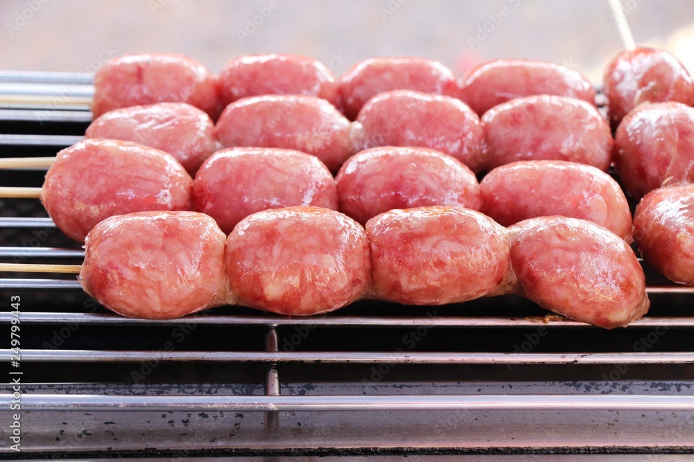 grilled sausage asia delicious at street food grilled sausage asia delicious at street food