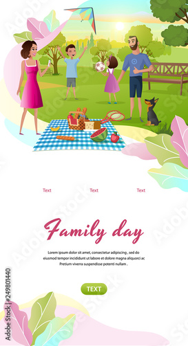Family Day Cartoon Vector Landing Page Template