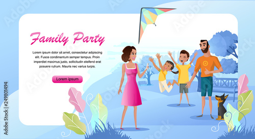 Family Outdoor Party Cartoon Vector Landing Page