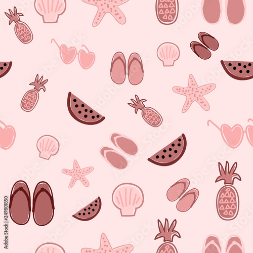 Red seamless pattern with summer elements1702191025