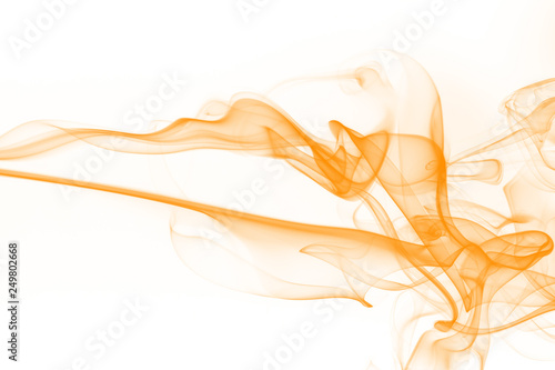 Orange smoke abstract on white background. ink water color