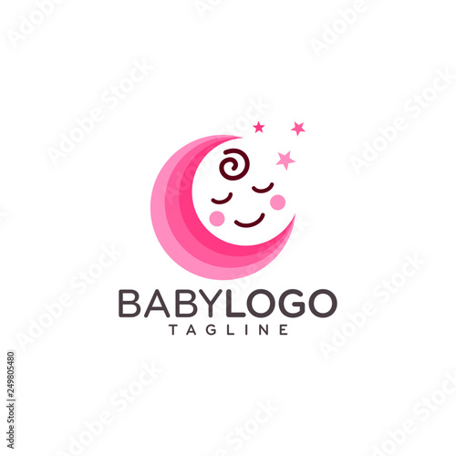 Cute Baby Logo Design Vector