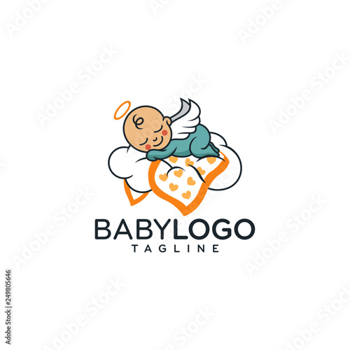 Cute Baby Logo Design Vector