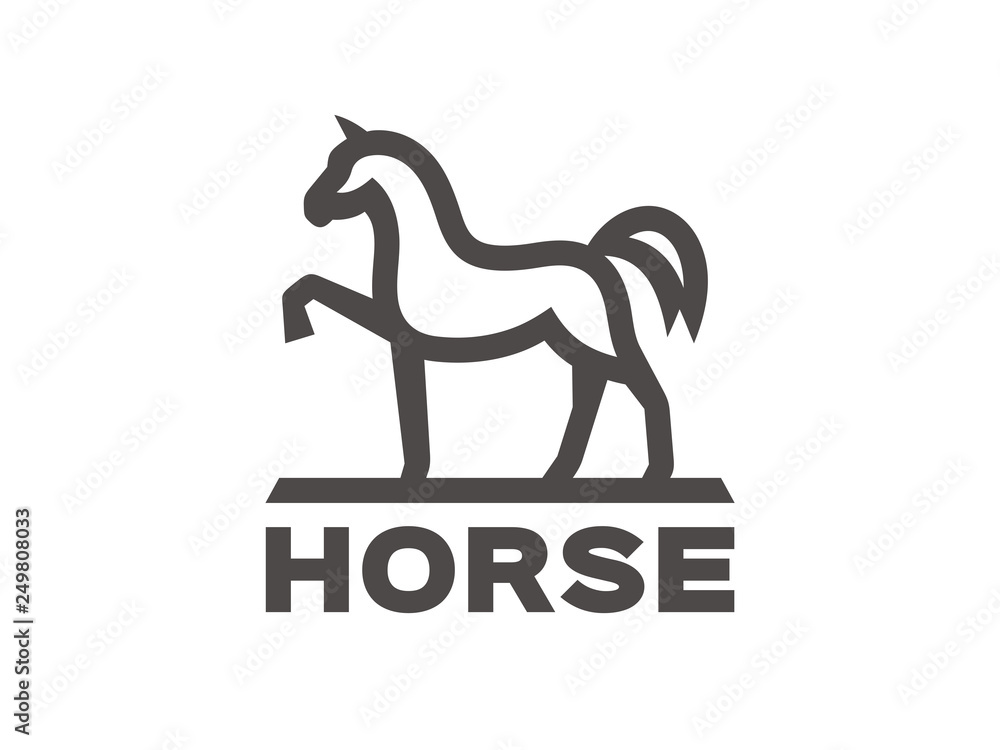 Horse logo template, linear style. Vector format, available for editing. Black and white version on white background.