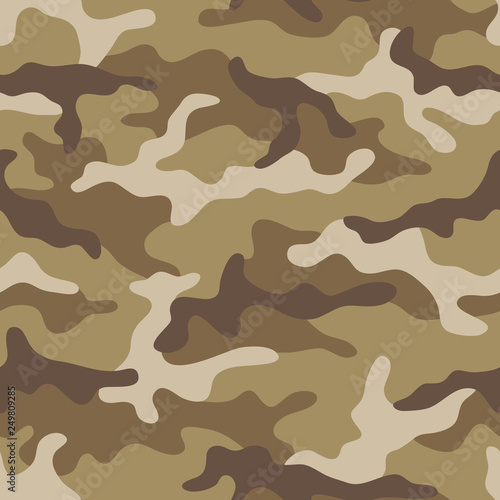 Seamless camouflage pattern. Khaki texture, vector illustration. Camo print background. Abstract military style backdrop