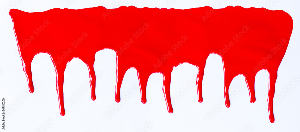 Red paint dripping on a white.