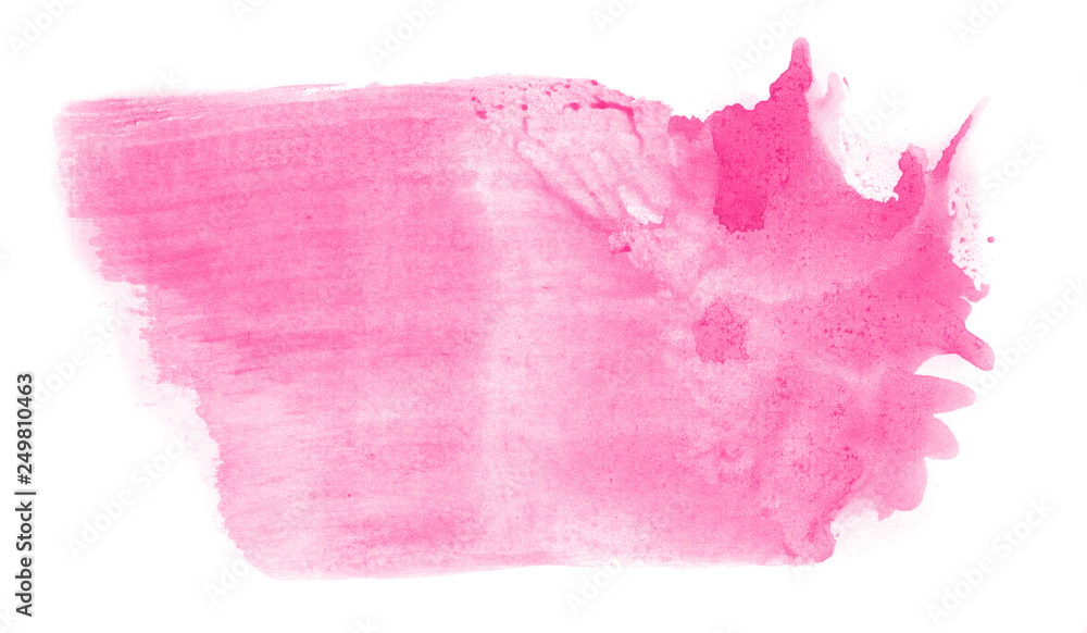 Abstract watercolor background hand-drawn on paper. Volumetric smoke elements. Pink Peacock color. For design, web, card, text, decoration, surfaces.