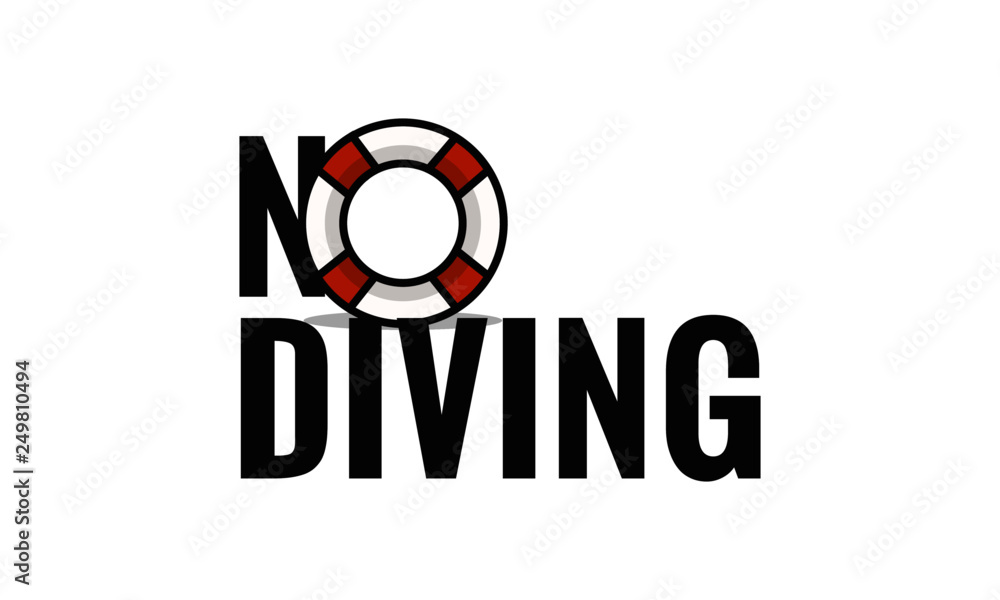 No Diving Pool Sign with Lifebuoy No Diving Pool Sign with Lifebuoy