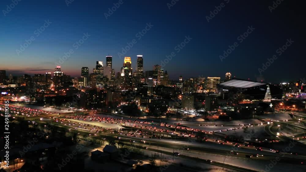 Minneapolis and Rush Hour Traffic at Night Minneapolis and Rush Hour Traffic at Night