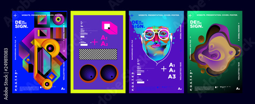 Cover and Poster Design Template for Magazine. Trendy Vector Typography and Colorful Illustration Collage for Cover and Page Layout Design Template in eps10.