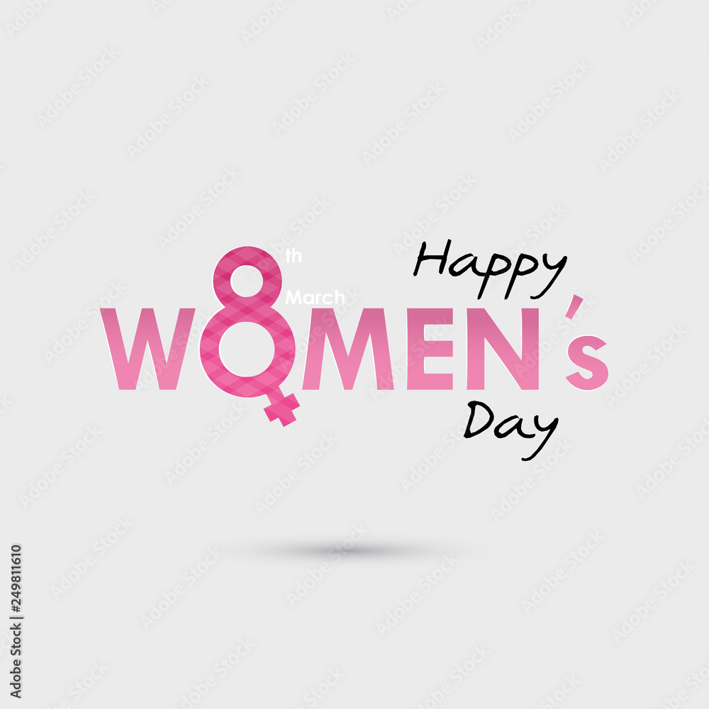 Fototapeta Pink Happy International Women's Day Typographical Design Elements.International Women's day symbol. Minimalistic design for international women's day concept.Vector illustration