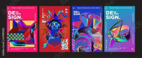 Cover and Poster Design Template for Magazine. Trendy Vector Typography and Colorful Illustration Collage for Cover and Page Layout Design Template in eps10.