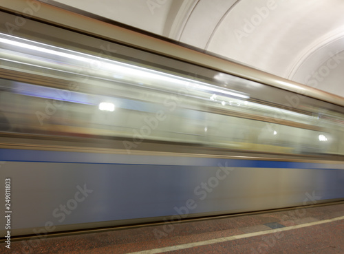 The train moves to the subway as a background