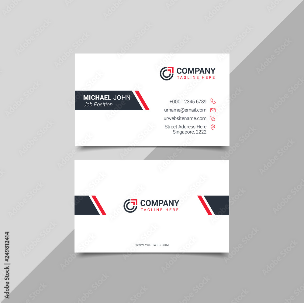 Modern business card template red black colors. Flat design vector abstract creative - Vector Modern business card template red black colors. Flat design vector abstract creative - Vector