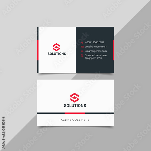 Modern business card template red black colors. Flat design vector abstract creative - Vector