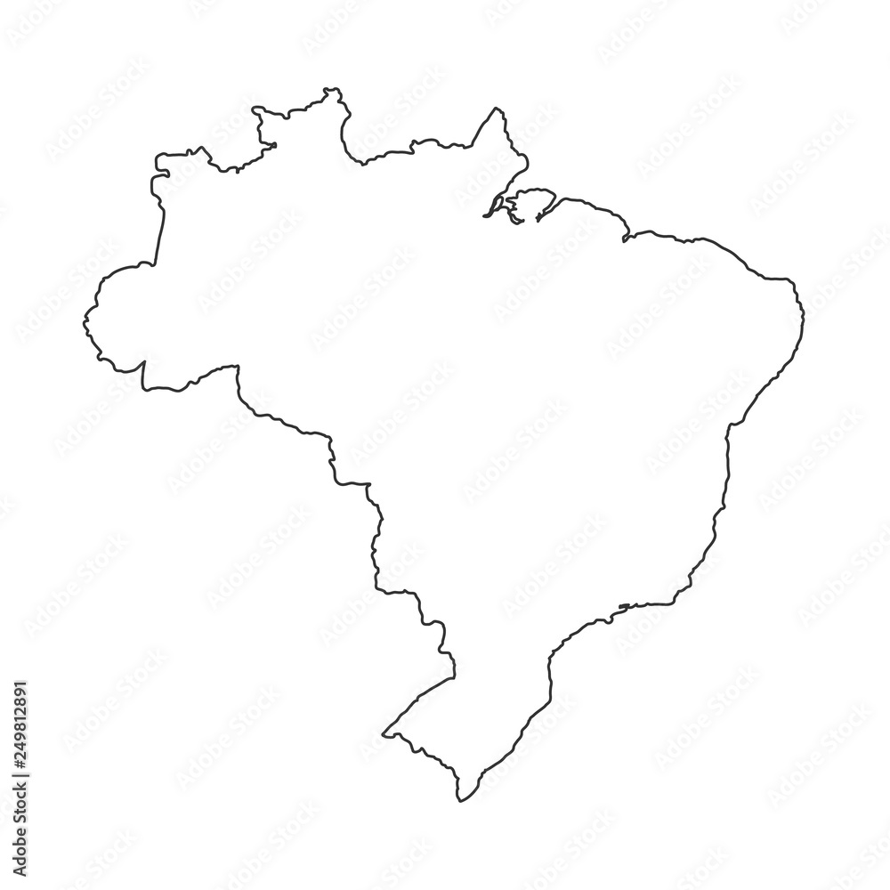 Outline map of Brazil vector icon isolated on white background. Vector illustration