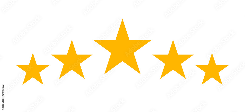 Five stars rating golden isolated icon. Vector illustration Five stars rating golden isolated icon. Vector illustration