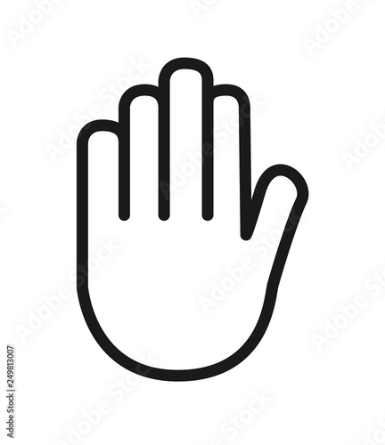 Outline icon human senses: touch (hand). Vector symbol isolated on background