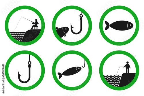 FISHING ALLOWED sign. Vector.
