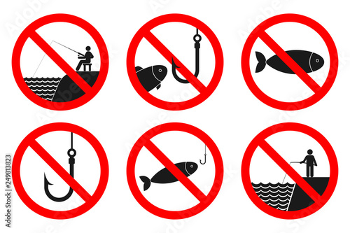 NO FISHING sign. Vector.