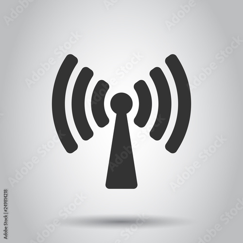Wifi internet sign icon in flat style. Wi-fi wireless technology vector illustration on white background. Network wifi business concept.