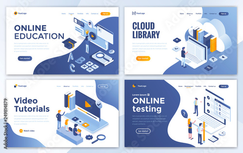 Flat Modern design of website template - Education set