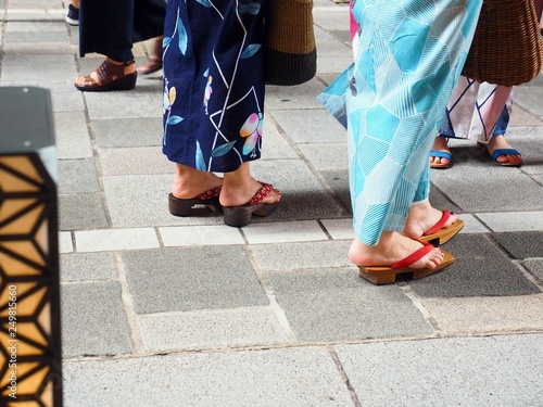 Nihonbashi Tokyo,Japan/Aug 19,2018:scenary of yukata weared girls