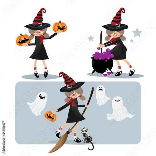 Halloween little witches collection.