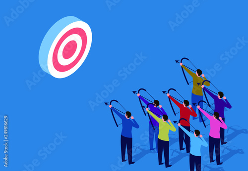 a group of people aiming at the same target with their bows and arrows