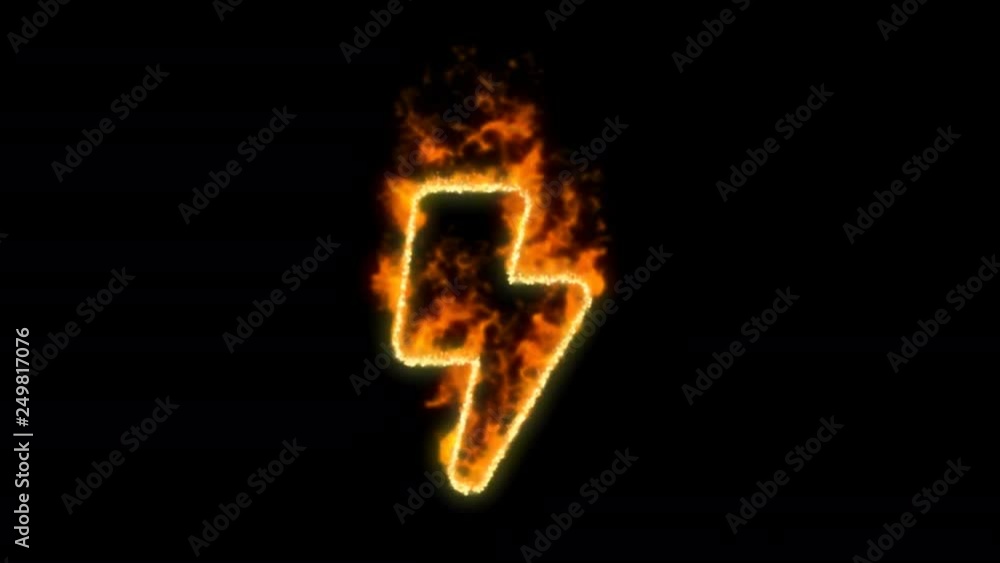 bolt symbol inflames. Then disappears. In - Out loop. Alpha channel Premultiplied - Matted with color black bolt symbol inflames. Then disappears. In - Out loop. Alpha channel Premultiplied - Matted with color black