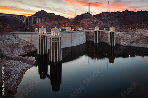 Hoover Dam Lake Mead at Night