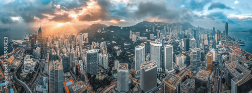 Aerial view of Hong Kong sunrise 