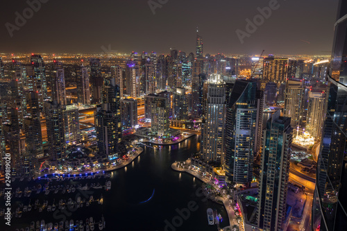 Skyline of Dubai Marina at night 