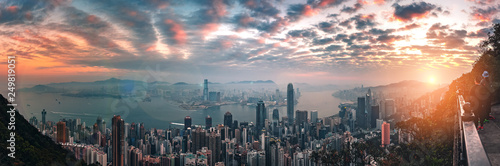 Photography Aerial view of Hong Kong sunrise