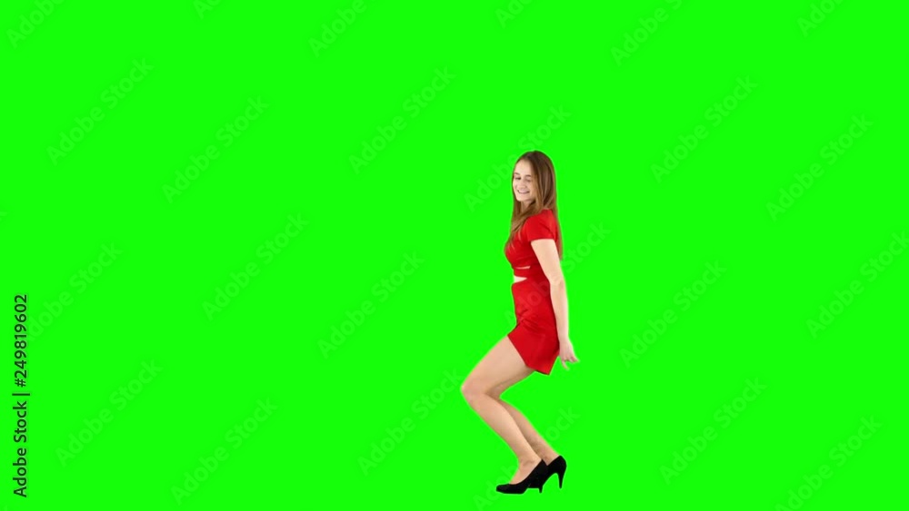 Positive Girl Dancing on Green Screen Positive Girl Dancing on Green Screen