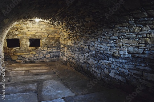 Scary underground  old castle cellar