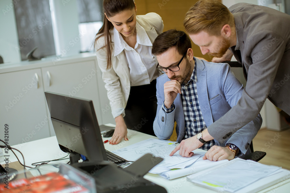 Fototapeta premium Young people working in the office