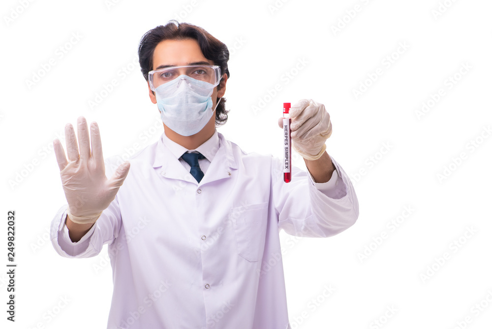 Young chemist isolated on white background Young chemist isolated on white background