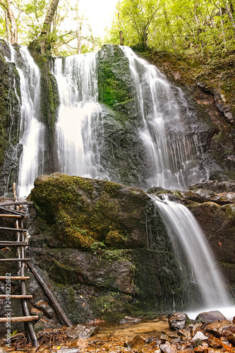 Landscape of Koleshino waterfalls cascade in Belasica Mountain  Novo Selo  Republic of North Macedonia