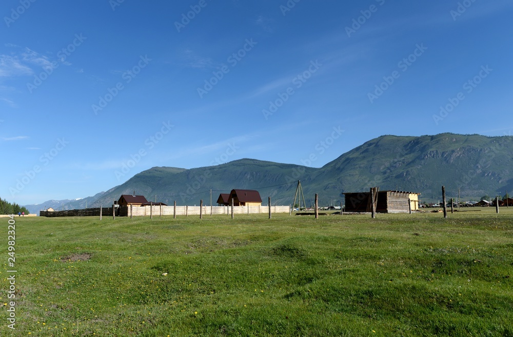 Fenced plot for construction on the outskirts of the village of Aktash in the Republic of Altai