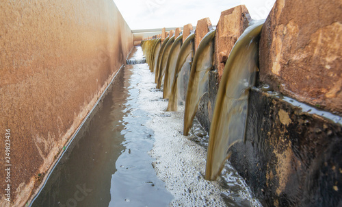Картината върху платно Clarifier cisterns system and effluent for wastewater treatment plant