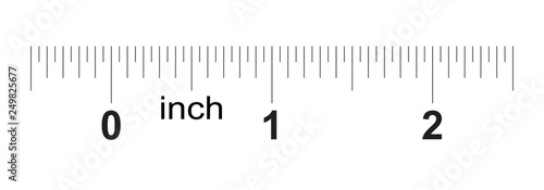 Ruler 2 inches. Metric inch size indicator. Decimal system grid. Measuring tool