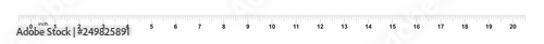 Ruler 20 inches. Metric inch size indicator. Decimal system grid. Measuring tool