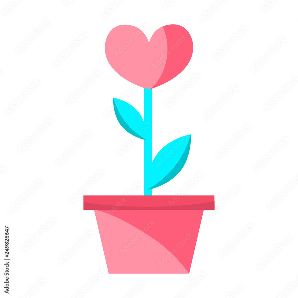Valentine s day flat design modern icon flower heart Valentine s day flat design modern icon flower heart