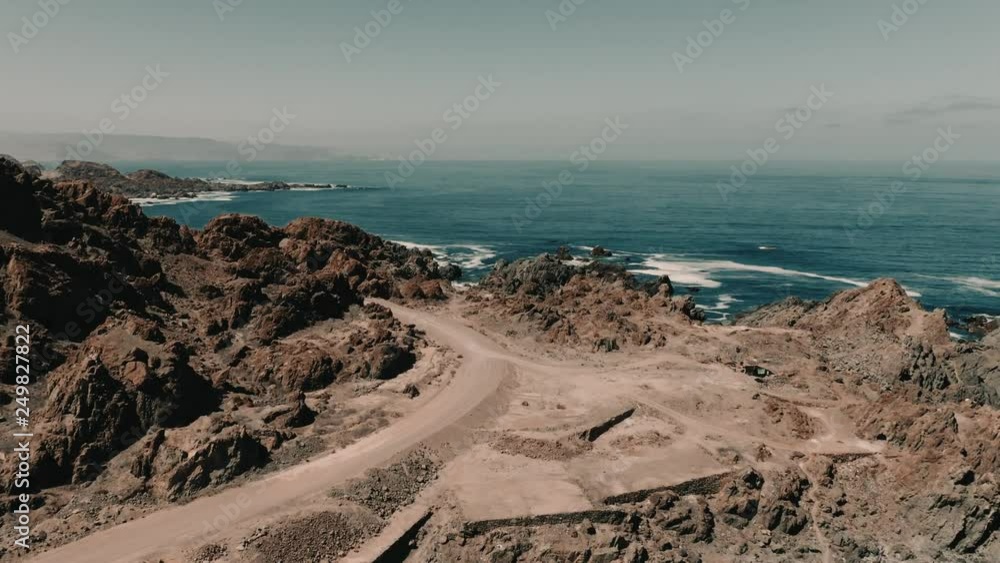 Aerial, Coastline At Bahia De Cascabel, Chile - cine version Aerial, Coastline At Bahia De Cascabel, Chile - cine version
