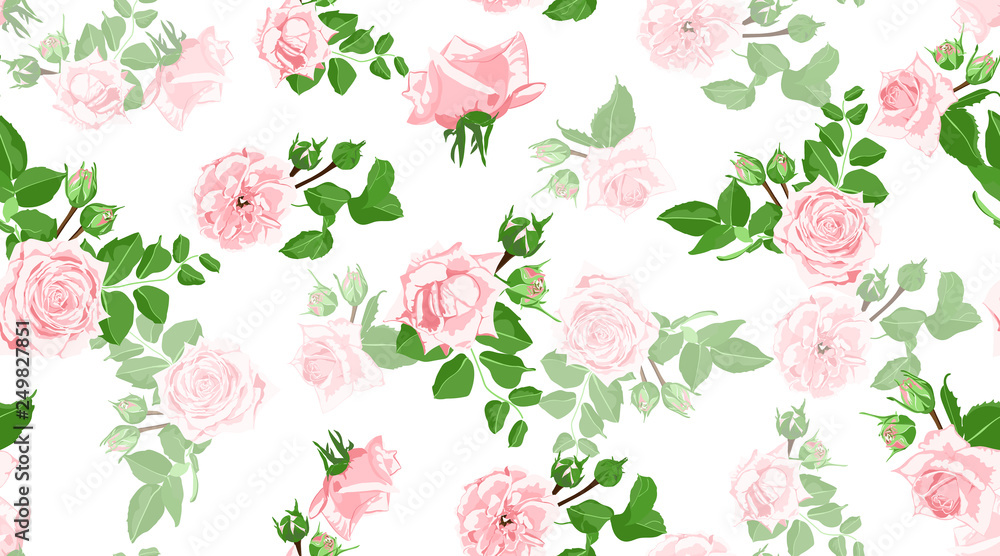 Roses Seamless Pattern in Vintage Style.