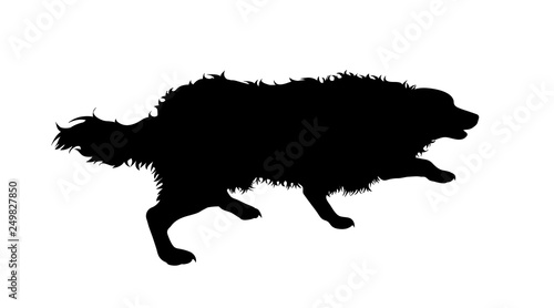 Illustration of running dog icon. Vector silhouette on white background.