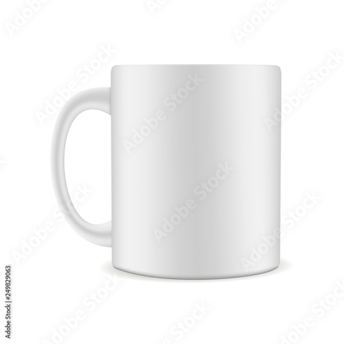 Mug mock up isolated on white background. Vector illustration